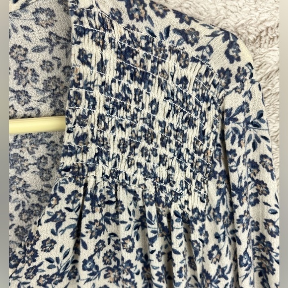 CYNTHIA ROWLEY Blouse Cottagecore Blue Floral Ditzy Top Medium - Picture 6 of 15